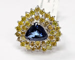 Load image into Gallery viewer, Blue Sapphire ring with diamonds in 14K white gold
