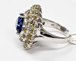 Load image into Gallery viewer, Blue Sapphire ring with diamonds in 14K white gold
