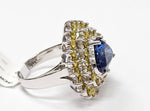 Load image into Gallery viewer, Blue Sapphire ring with diamonds in 14K white gold
