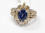 Load image into Gallery viewer, Blue Sapphire ring with diamonds in 14K white gold
