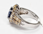 Load image into Gallery viewer, Blue Sapphire ring with diamonds in 14K white gold
