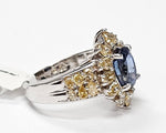 Load image into Gallery viewer, Blue Sapphire ring with diamonds in 14K white gold
