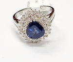 Load image into Gallery viewer, Blue Sapphire ring with diamonds in 14K white gold
