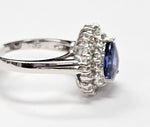 Load image into Gallery viewer, Blue Sapphire ring with diamonds in 14K white gold
