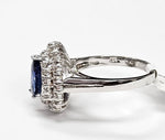 Load image into Gallery viewer, Blue Sapphire ring with diamonds in 14K white gold
