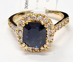 Load image into Gallery viewer, Blue Sapphire ring with diamonds in 14K white gold
