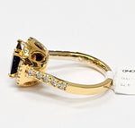 Load image into Gallery viewer, Blue Sapphire ring with diamonds in 14K white gold
