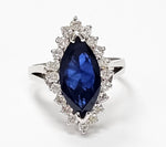 Load image into Gallery viewer, Blue Sapphire ring with diamonds in 14K white gold
