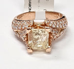 Load image into Gallery viewer, Yellow Sapphire ring with diamonds in 14K Rose gold
