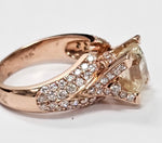 Load image into Gallery viewer, Yellow Sapphire ring with diamonds in 14K Rose gold
