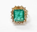 Load image into Gallery viewer, Emerald with diamonds ring in 14K White Gold
