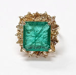 Load image into Gallery viewer, Emerald with diamonds ring in 14K White Gold
