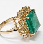 Load image into Gallery viewer, Emerald with diamonds ring in 14K White Gold
