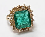 Load image into Gallery viewer, Emerald with diamonds ring in 14K White Gold
