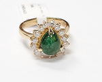 Load image into Gallery viewer, Emerald with diamonds ring in 14K Yellow Gold
