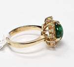 Load image into Gallery viewer, Emerald with diamonds ring in 14K Yellow Gold

