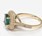 Load image into Gallery viewer, Emerald with diamonds ring in 14K Yellow Gold
