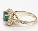 Load image into Gallery viewer, Emerald with diamonds ring in 14K Yellow Gold
