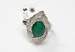 Load image into Gallery viewer, Emerald with diamonds ring in 14K White Gold
