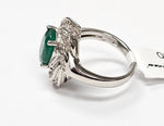 Load image into Gallery viewer, Emerald with diamonds ring in 14K White Gold
