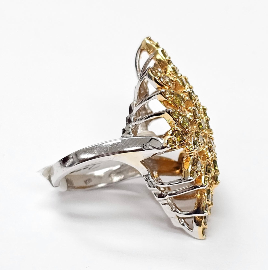 Fancy Color Diamonds in 18K White Gold Ring