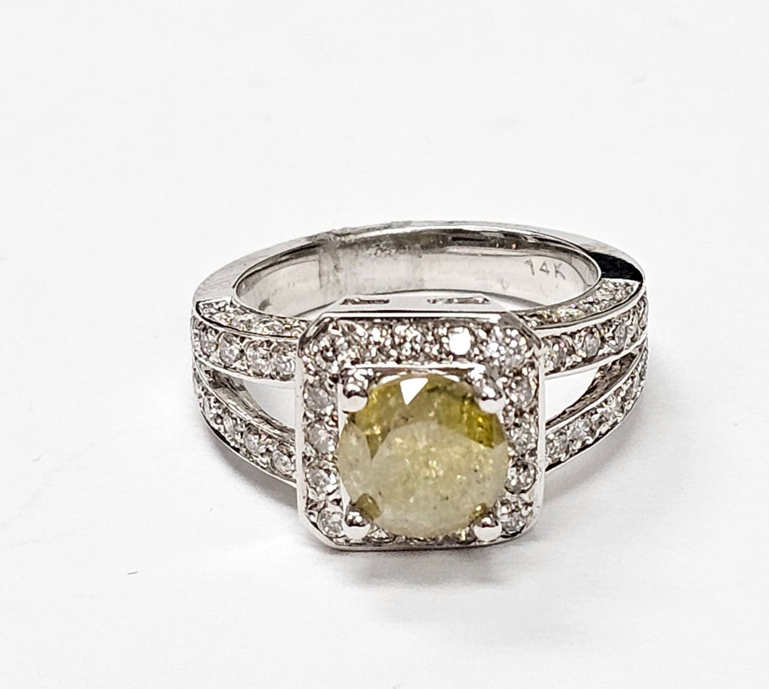 Fancy Color Diamonds in 14K White Gold Ring