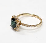 Load image into Gallery viewer, Tourmaline  ring with diamonds in 14K yellow gold
