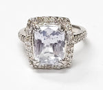 Load image into Gallery viewer, Aquamarine ring with diamonds in 14K white gold
