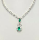 Load image into Gallery viewer, Royal Emerald Necklace in white gold with diamonds
