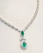 Load image into Gallery viewer, Royal Emerald Necklace in white gold with diamonds
