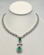 Load image into Gallery viewer, Royal Emerald Necklace in white gold with diamonds
