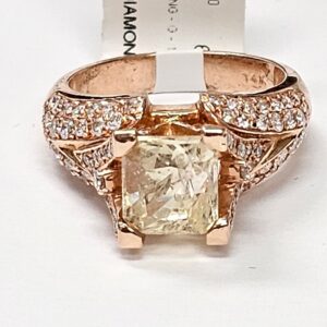 Yellow Sapphire ring with diamonds in 14K Rose gold