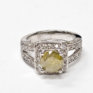 Fancy Color Diamonds in 14K White Gold Ring