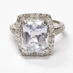 Aquamarine ring with diamonds in 14K white gold